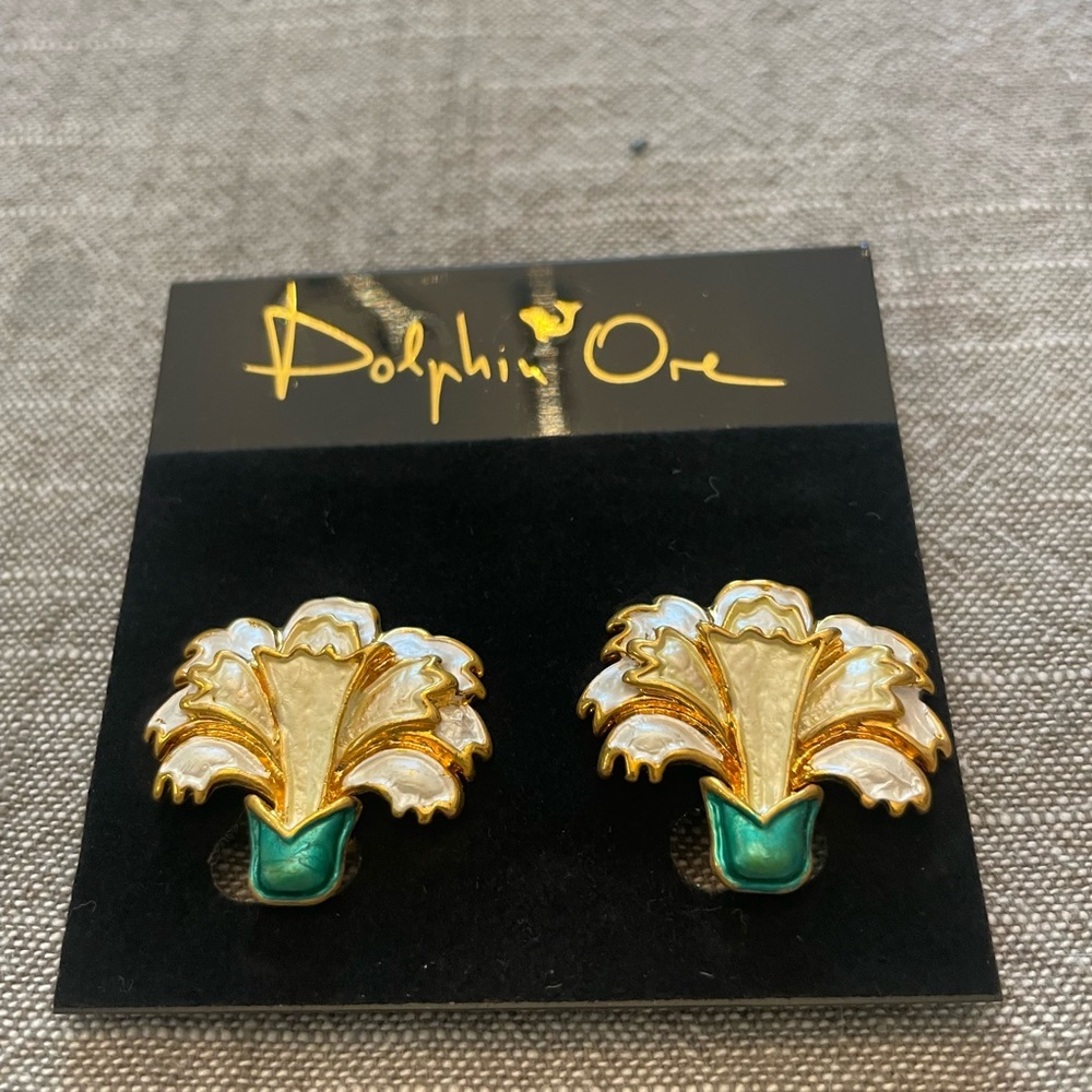 Dolphin Ore Gold and Green Earrings